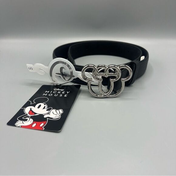 Disney Minnie Mouse Black Belt With Silver Minnie Buckle Size Small - Picture 1 of 3